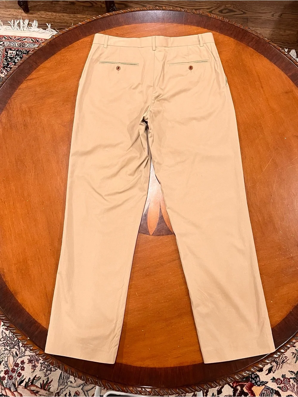 Polo Ralph Lauren Men’s Premium Silk/Cotton Flat Front Trousers Khaki 32x32 Pant